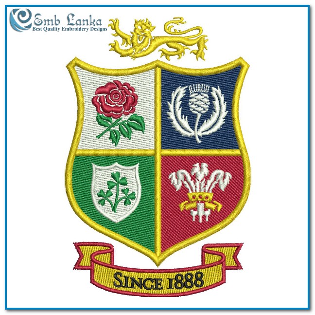British & Irish Lions Rugby Logo Embroidery Design | Emblanka
