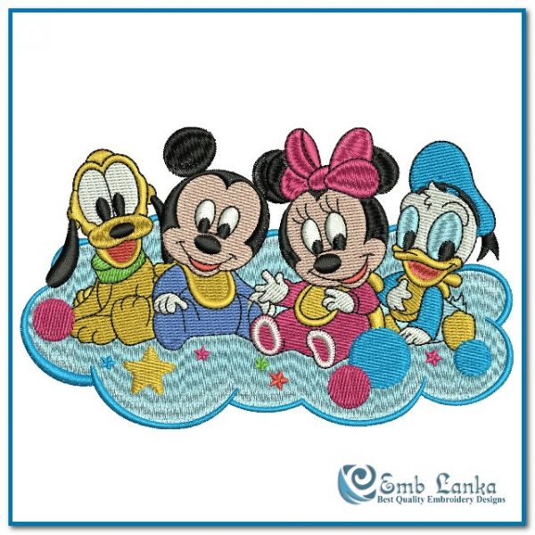 Swite Disney Baby Mickey Mouse Minnie Mouse Pluto And Donald Duck Embroidery Design Emblanka