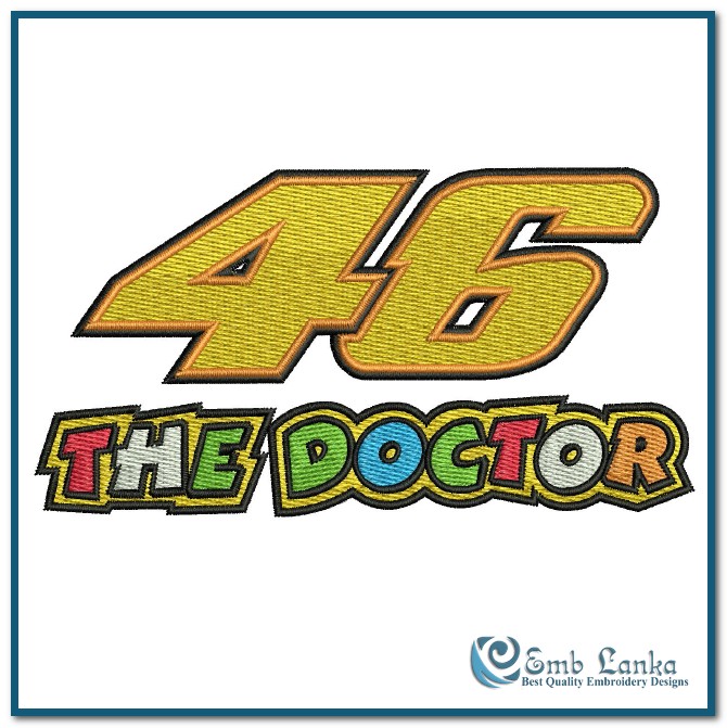 Valentino Rossi Race Number and Doctor Logo Embroidery Design - Emblanka
