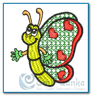 Butterfliy with Hearts 2 Embroidery Design