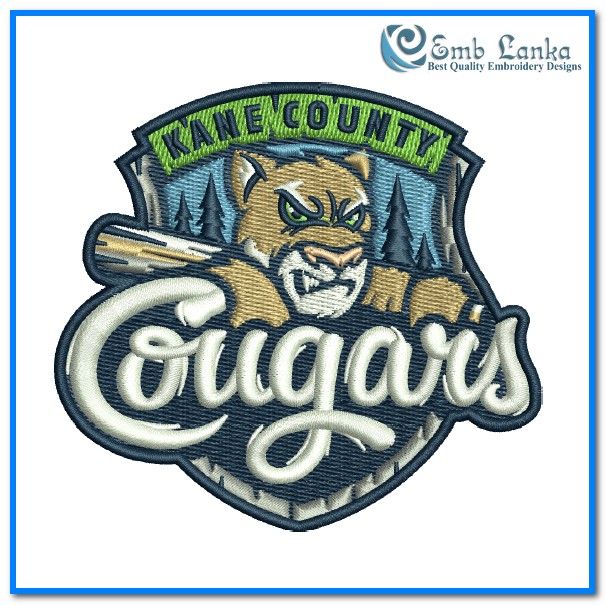 Kane County Cougars Logo Embroidery Design Emblanka