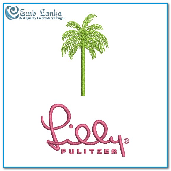Palm Tree Lilly Pulitzer Logo Embroidery Design - Emblanka