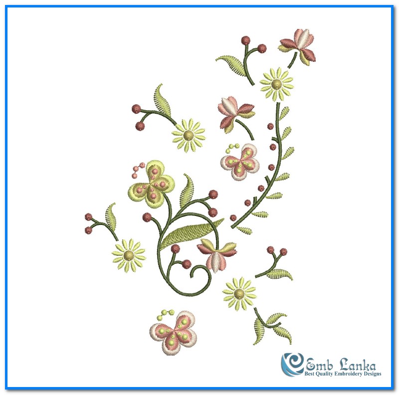 Vintage Floral Ornament Embroidery Design - Emblanka